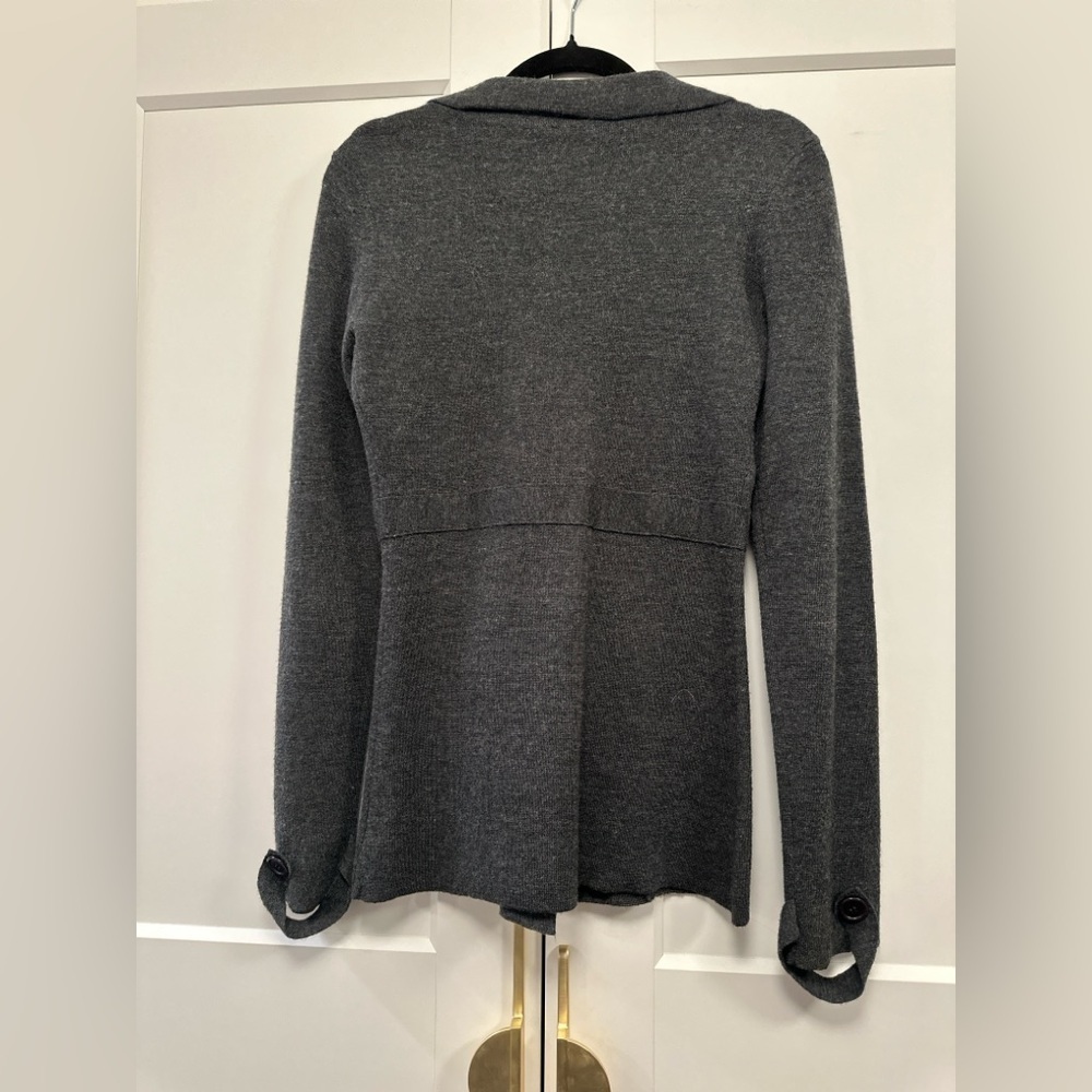 Women’s wool Joie Black/Gray Knit Cardigan with Structured Collar - Picture 3 of 7